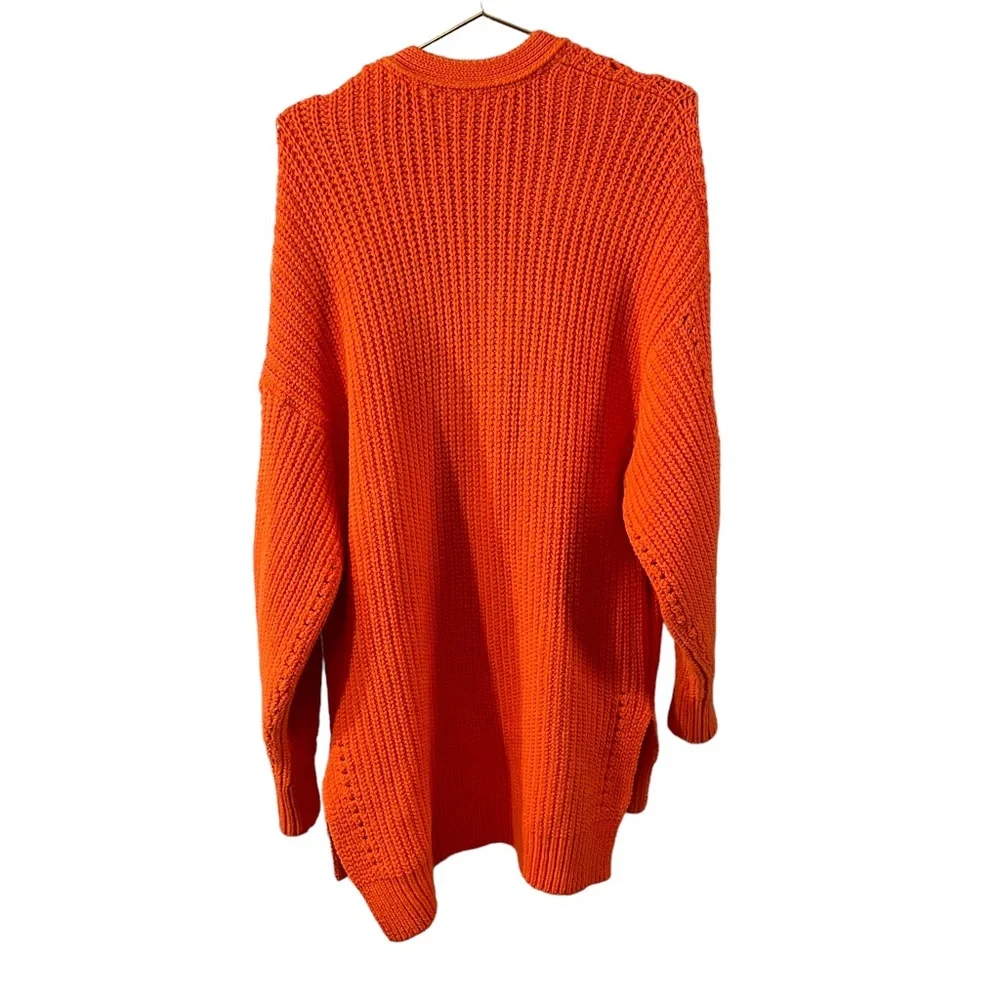 Free People Orange Chunky Oversized Cardigan Sweater Size Small - Picture 6 of 7
